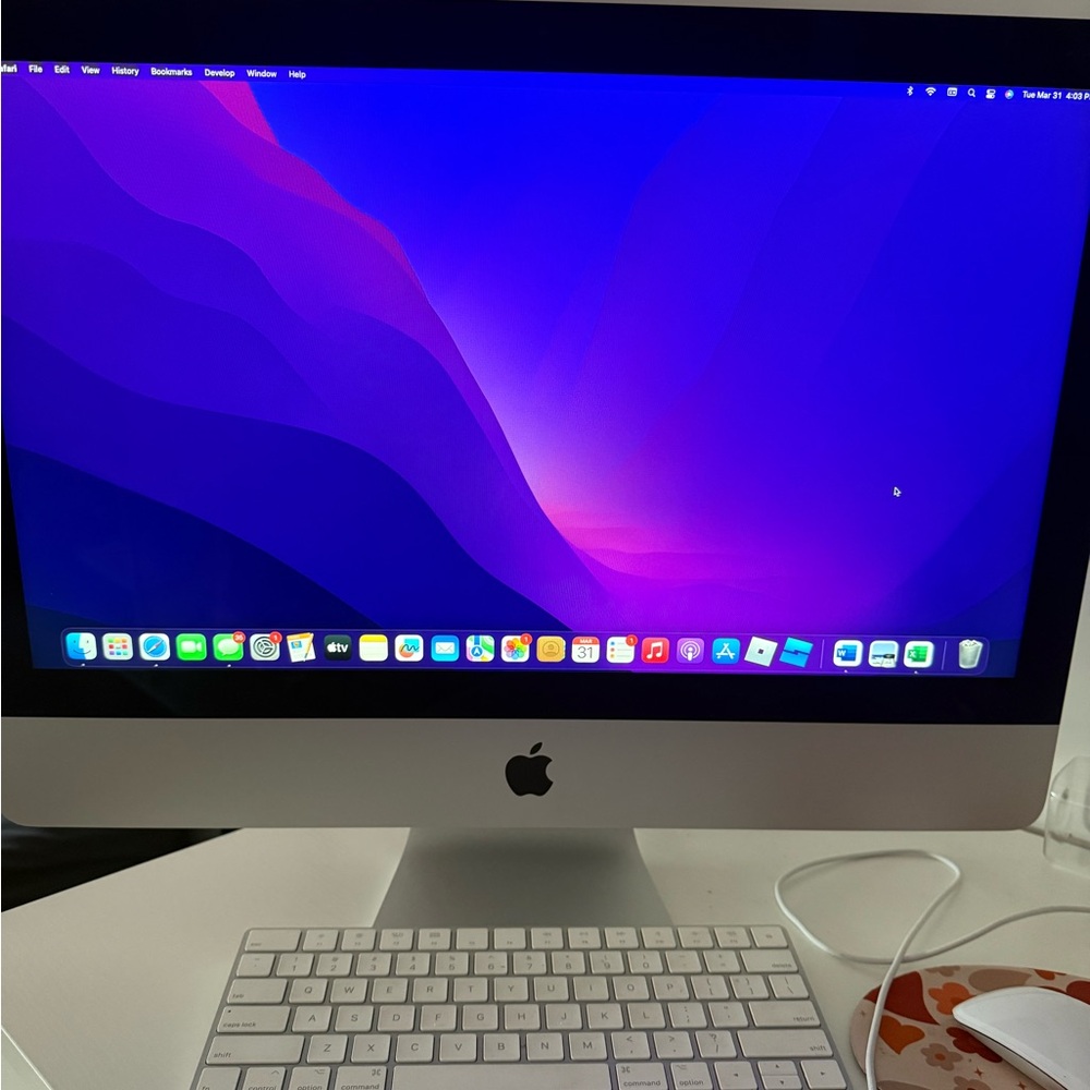 Apple iMac Silver with Black Display Bezel and White Keyboard